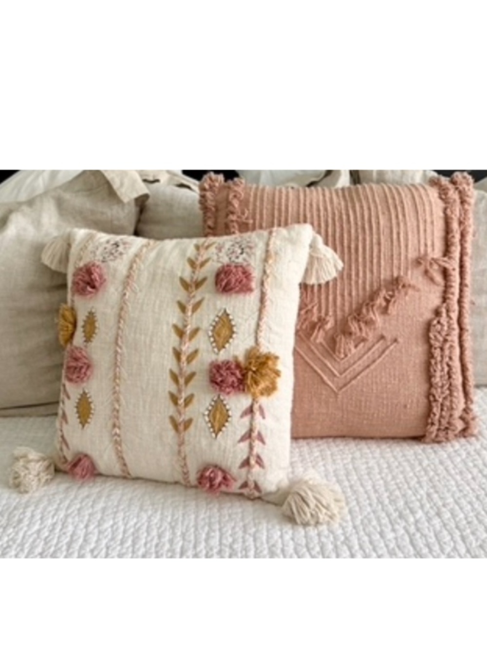 Set/3 Embroidered Pillows with Tassels - Picture 4 of 16